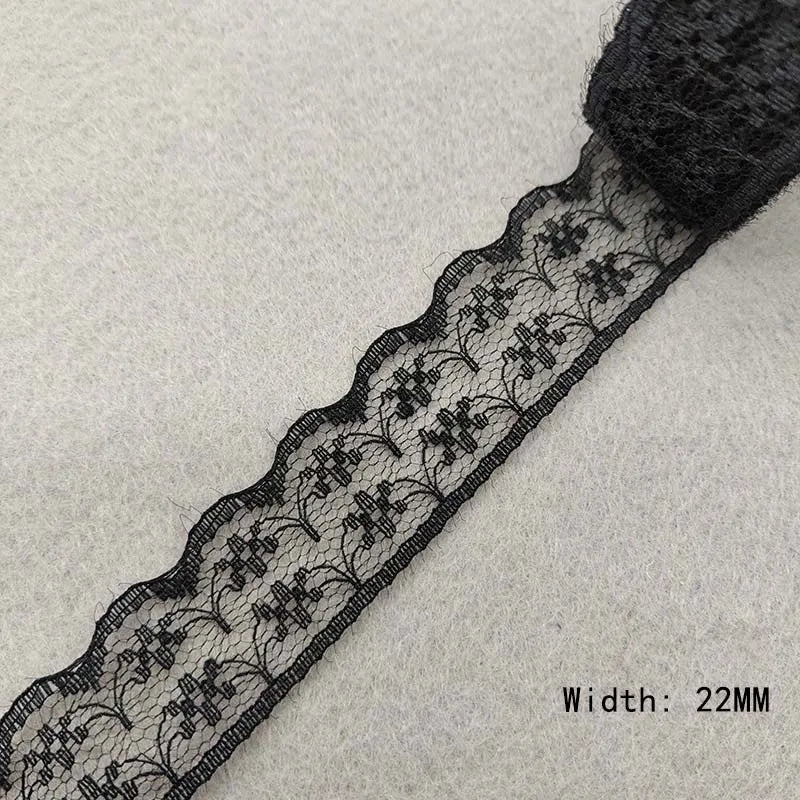 Beautiful 10 Yards/Lot Black Lace Ribbon Tape Quality Lace Trim DIY Embroidered Lace For Sewing Decoration African Lace Fabric