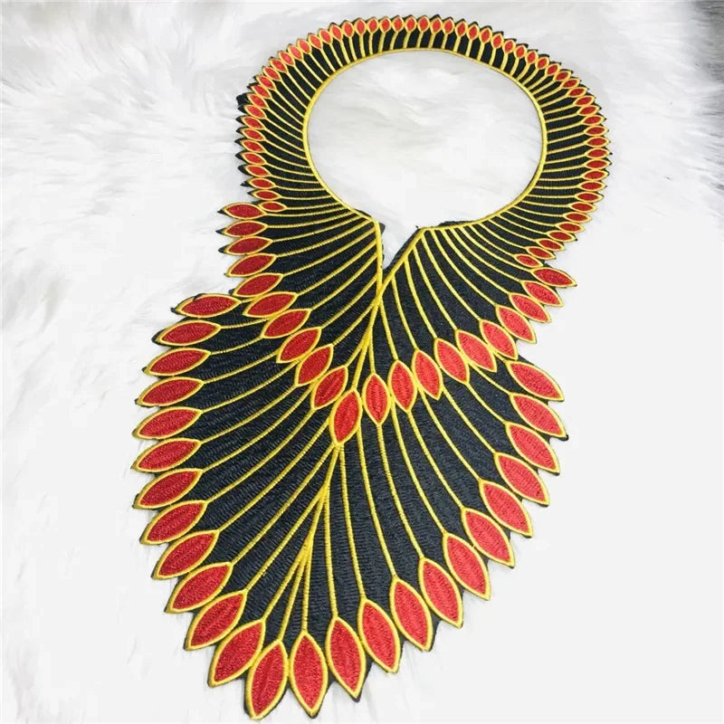 1 pc Colorful African Embroidery Lace Fabric Collar Neckline Encolure Applique and cuffs Sewing Diy Craft Accessories XM061102