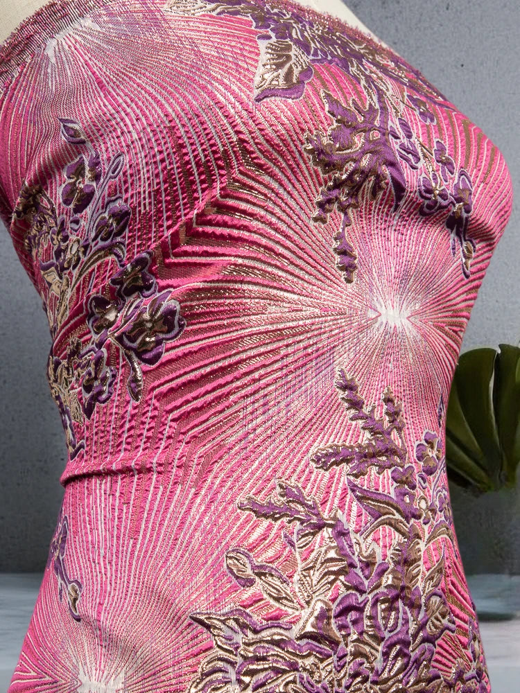 Hot Sale African Brocade Lace Fabrics High Quality 2025 Nigerian Jacquard Lace Fabric Sewing For Evening Prom Women Dresses 3466