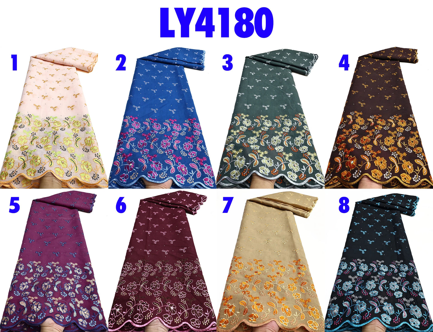 5Yards Wholesale African Cotton Lace Fabric Embroidery Nigerian Swiss Voile Lace Fabrics Sewing For Women Wedding Party Dress