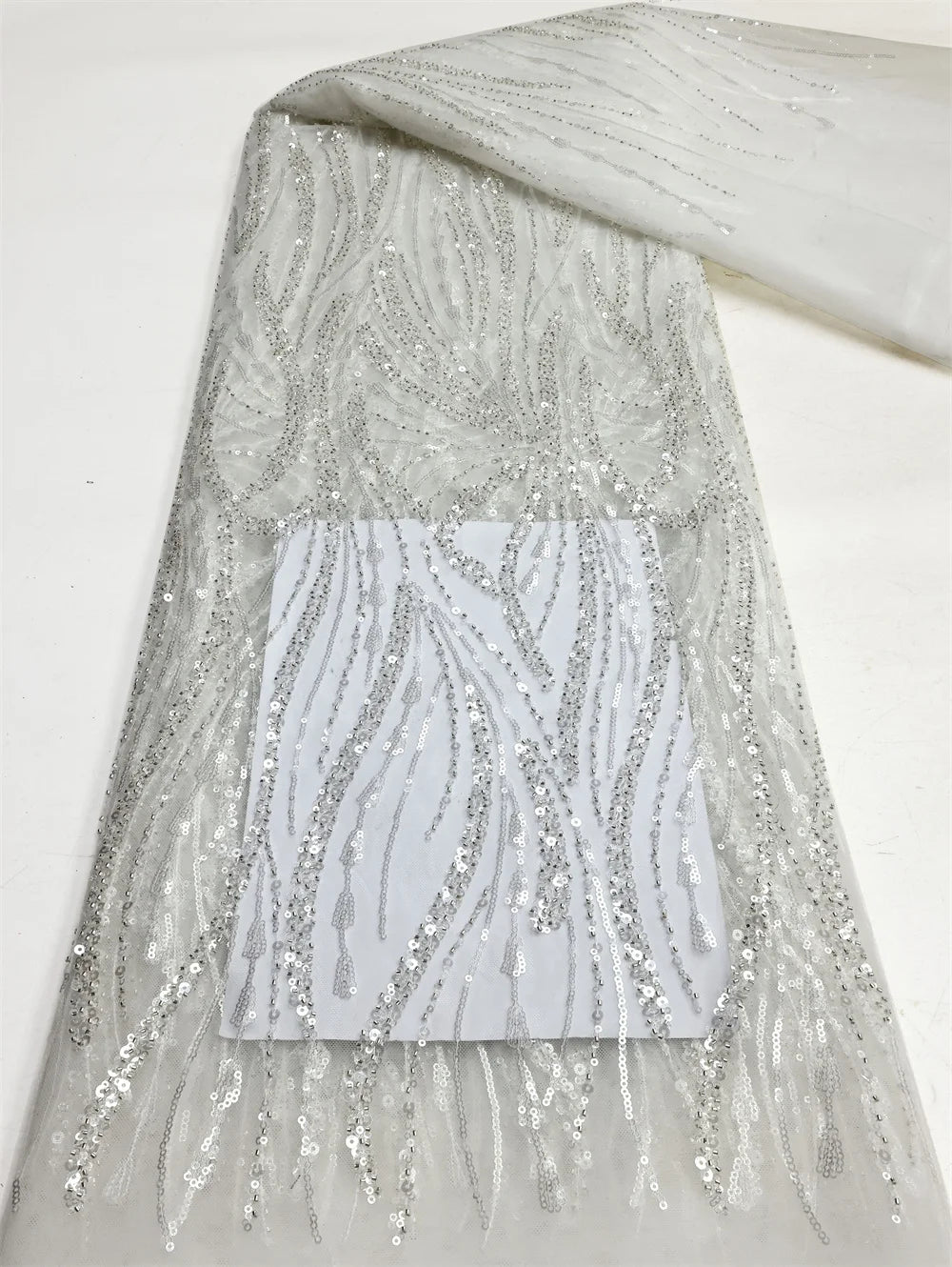 African Lace Fabric 2025 Sequins Beaded Embroidery Groom Nigerian Bridal High Quality French Tulle Lace Fabric For Wedding