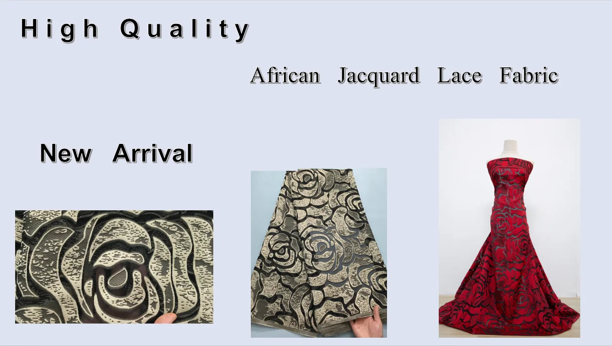 Hot Sale African Brocade Lace Fabrics High Quality 2025 Nigerian Jacquard Lace Fabric Sewing For Evening Prom Women Dresses 3466